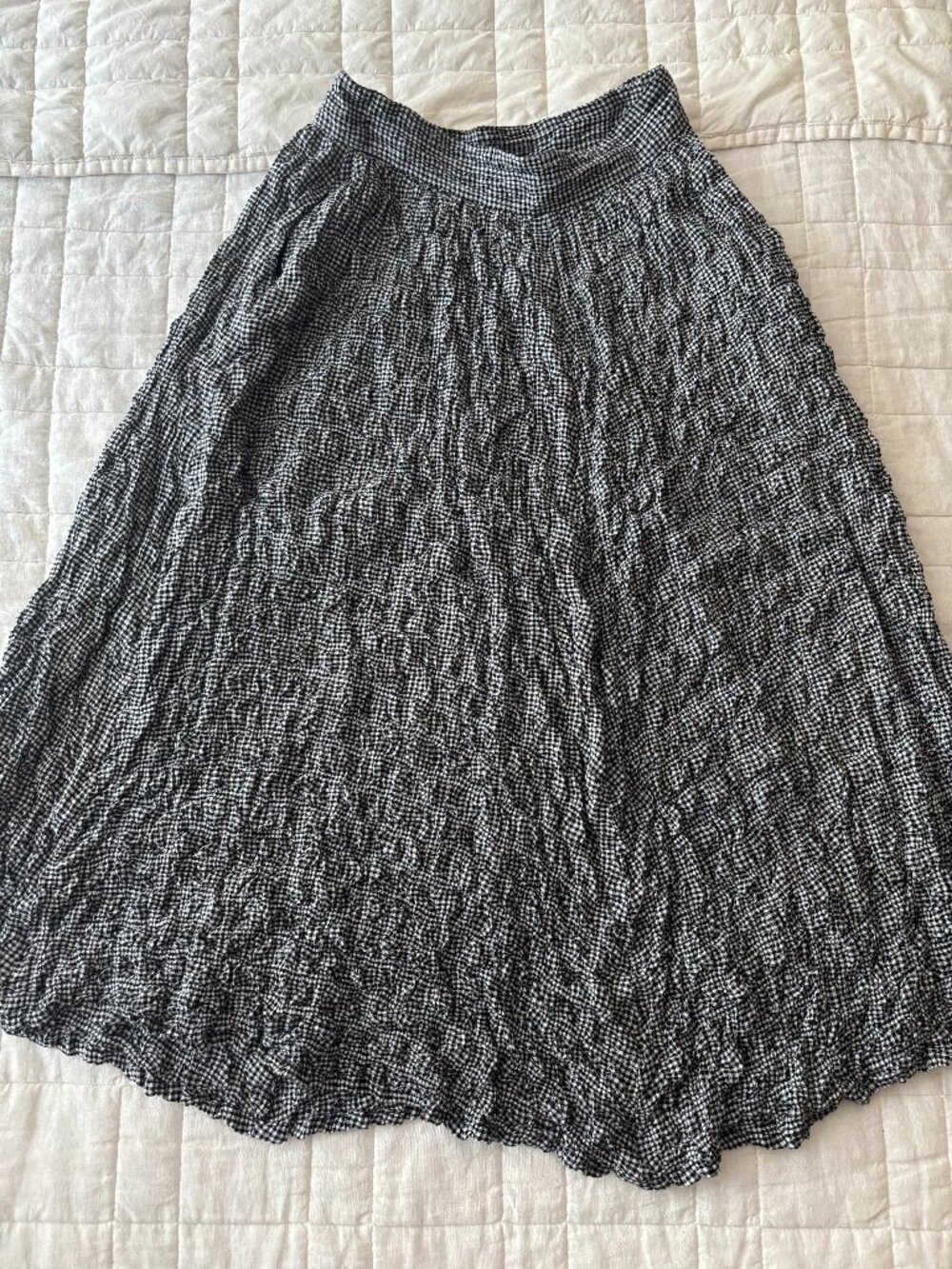 Caron Callahan Crinkle Midi Skirt in Black Gingham